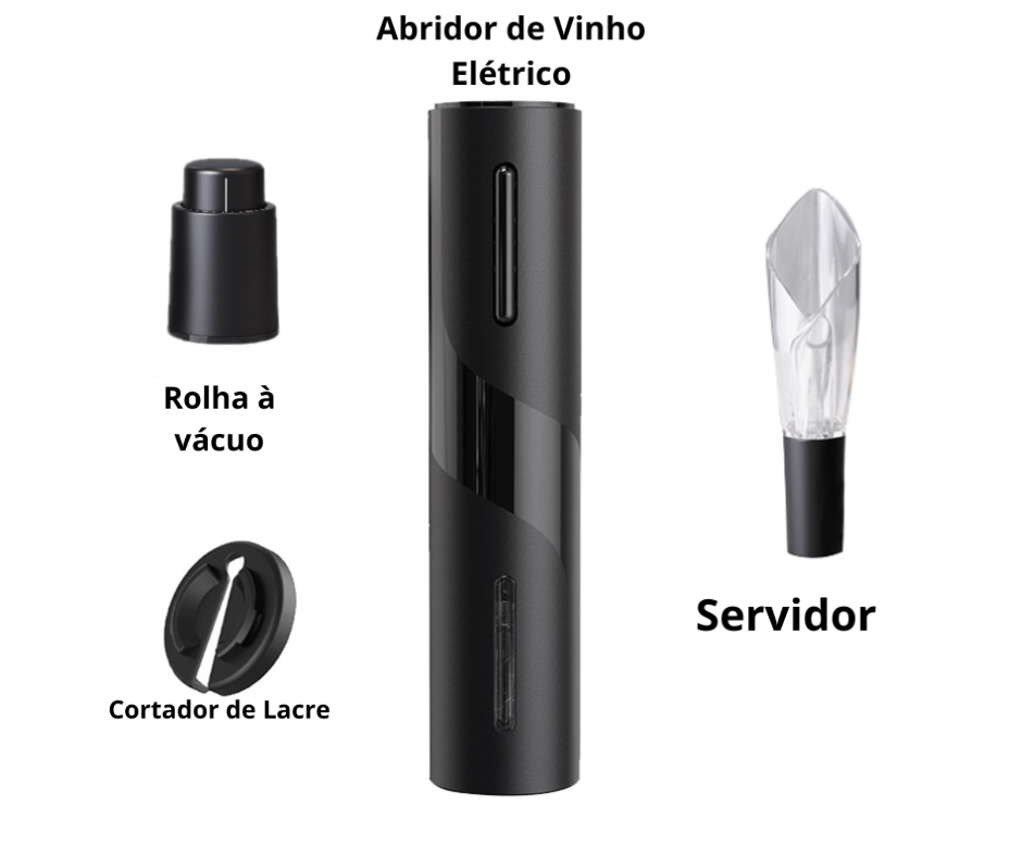 Abridor de Vinho Elétrico Original SuMega - Kit 4 em 1