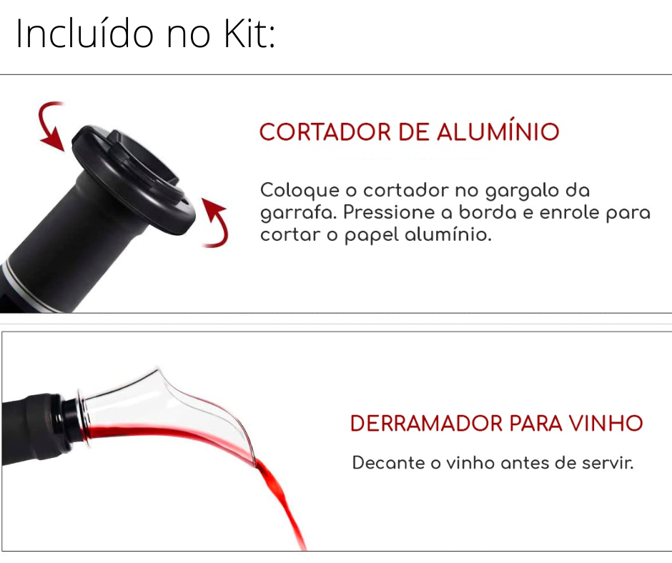 Abridor de Vinho Elétrico Original SuMega - Kit 4 em 1