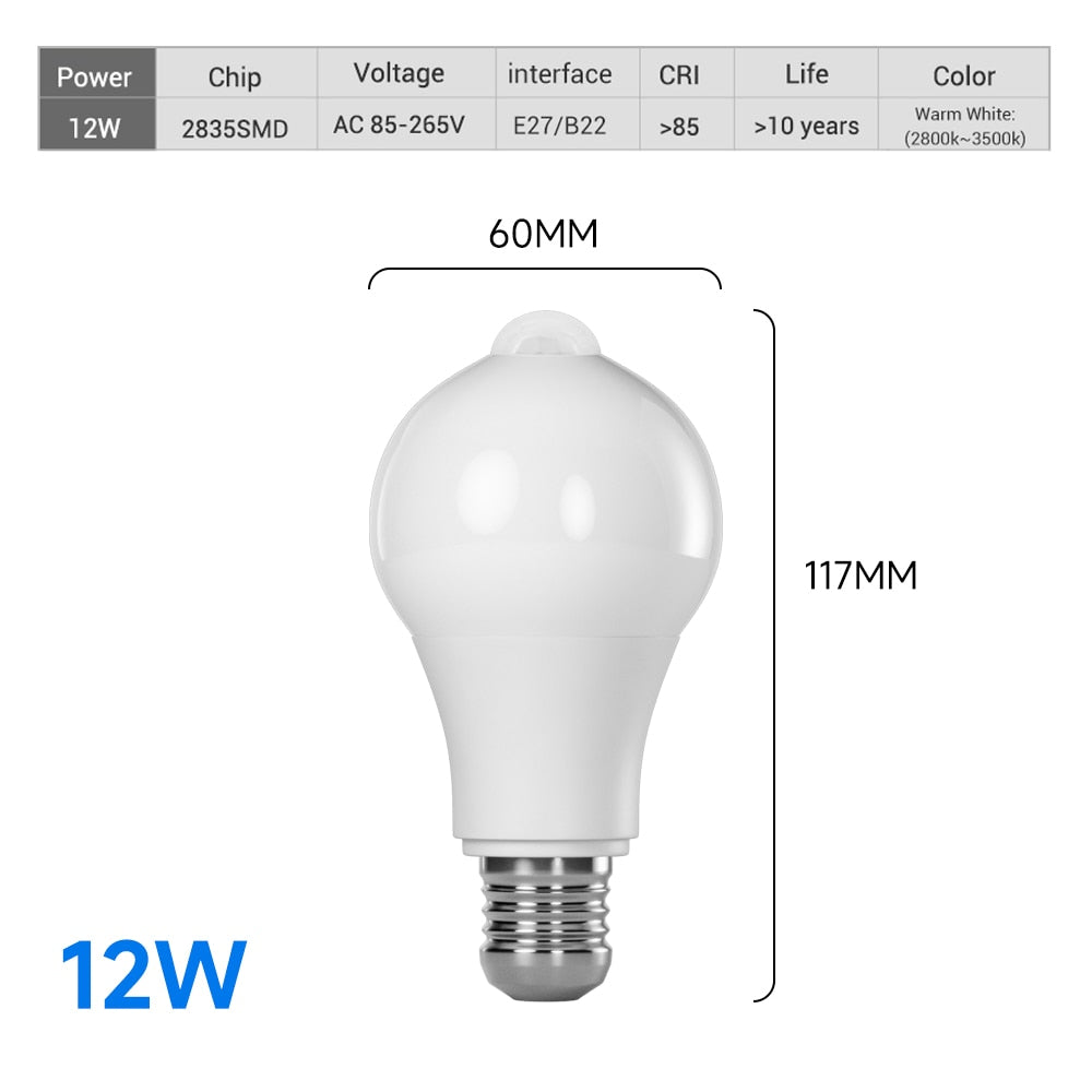 Lâmpada Led com Sensor Movimento 12 Watts Branco Frio